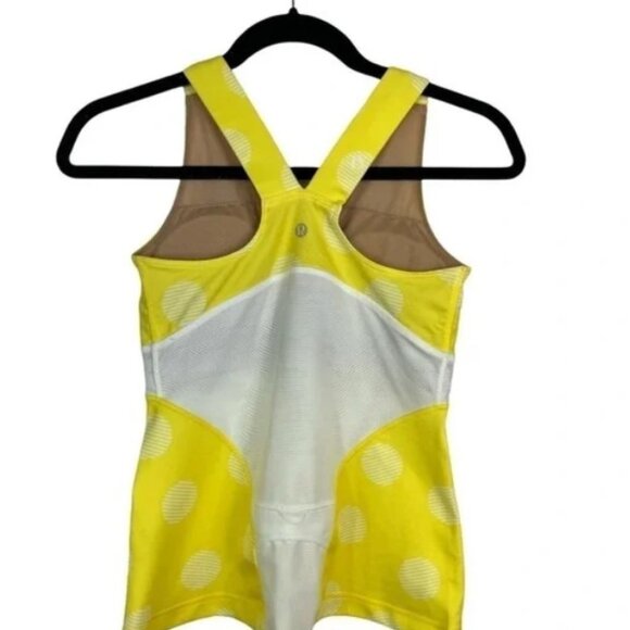 Lululemon Yellow Polka Dot V-Neck Tank Mesh Size 8 - Picture 2 of 6